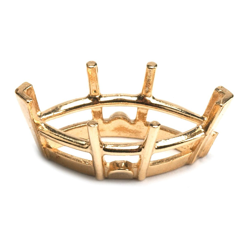 14K Yellow, 14K White & Platinum Marquise Double Gallery V-End with Side Pads 6-Prong Cast - Otto Frei