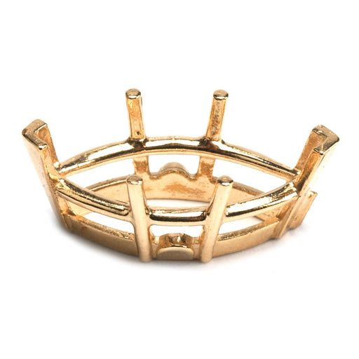 14K Yellow, 14K White & Platinum Marquise Double Gallery V-End with Side Pads 6-Prong Cast - Otto Frei
