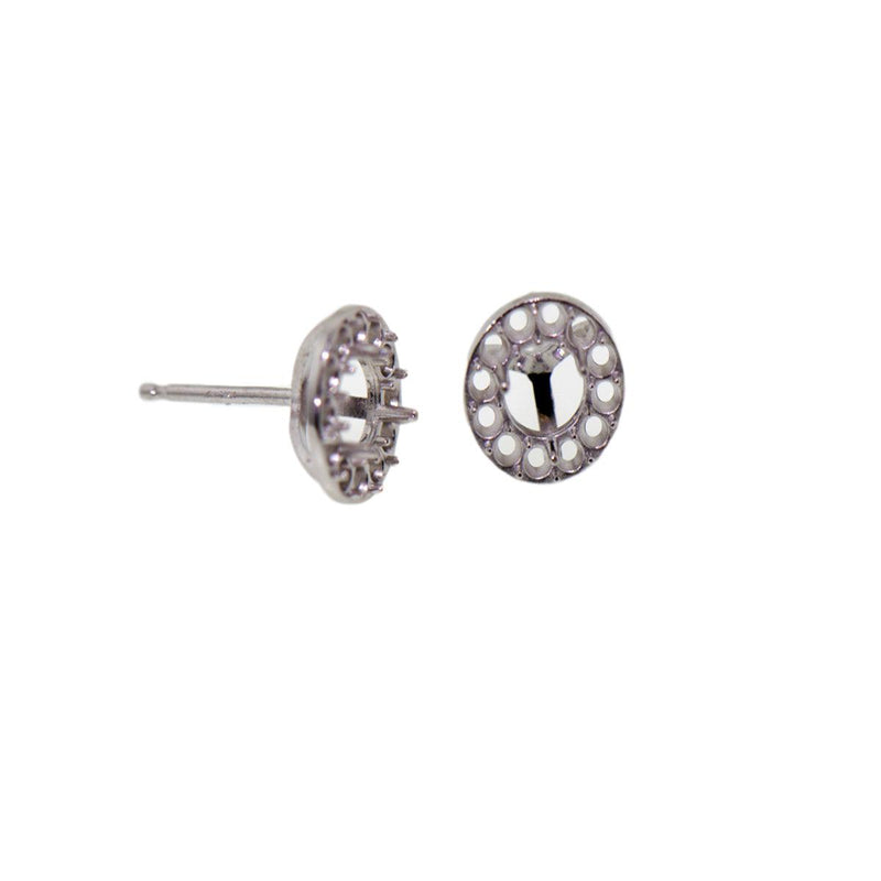 14KW 3 Prong with 12 Side Settings Earring Friction Posts - Otto Frei