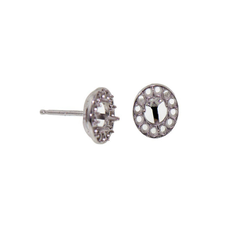 14KW 3 Prong with 12 Side Settings Earring Friction Posts - Otto Frei