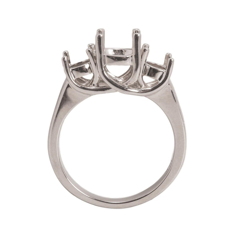 14KW & Platinum 3-Stone Criss-Cross Ring Mountings-Round 7.5mm Center Stone with 2- 5mm Round Sides - Otto Frei