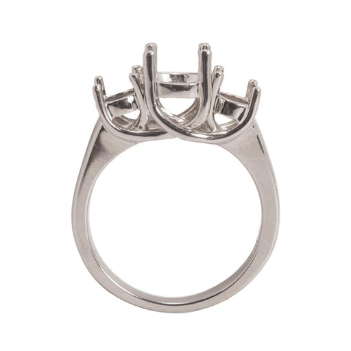 14KW & Platinum 3-Stone Criss-Cross Ring Mountings-Round 7mm Center Stone with 2- 4mm Round Sides - Otto Frei