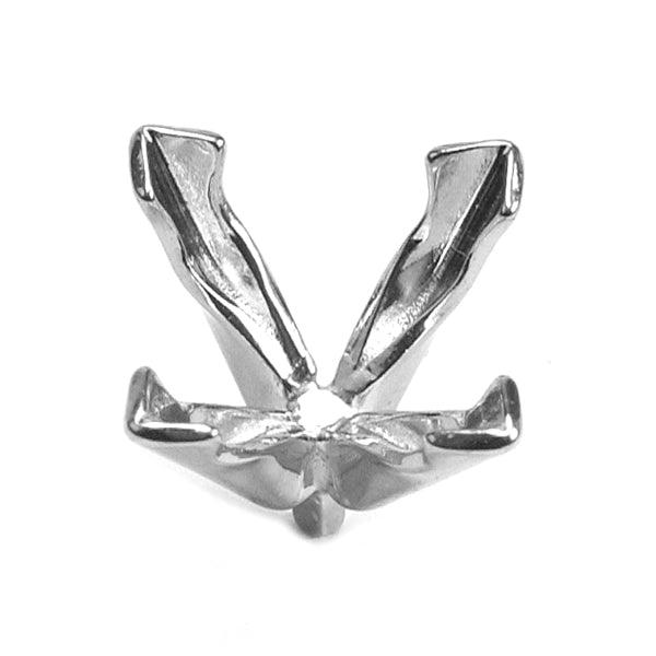 14KW & Platinum Square V-End Low with Peg 4-Prong Die Struck - Otto Frei