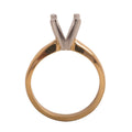 Monture extra lourde ronde pour solitaire en or et platine, 7 mm, 4 griffes, matricée - Tête en or blanc 14K/anneau en or jaune 14K