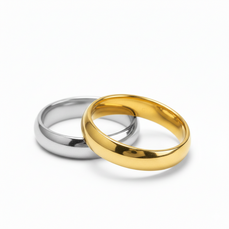 14KY & 14KW 4.0mm Half Round Wedding Bands - Otto Frei