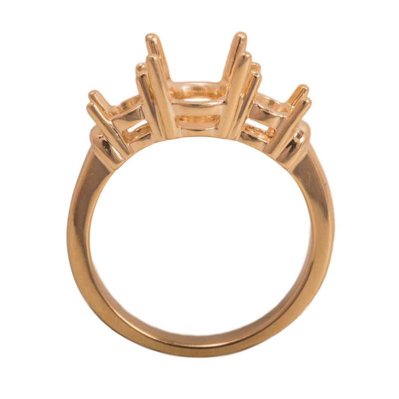 14KY, 14KW, 18KW & Platinum 3-Stone Round Ring Mountings-7mm Center Stone With Two-5mm Round Sides - Otto Frei