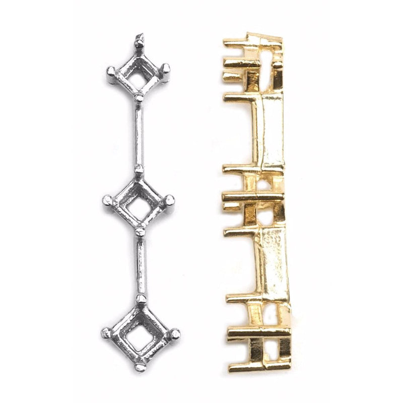 14KY, 14KW, 18KW & Platinum Square 3 Stone Pendant - Otto Frei