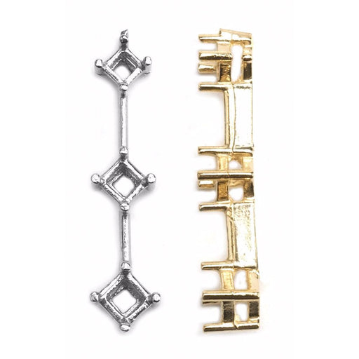 14KY, 14KW, 18KW & Platinum Square 3 Stone Pendant - Otto Frei