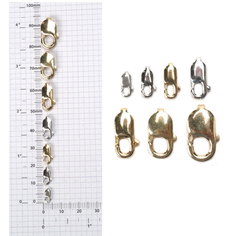 14KY, 14KW, 18KY, 18KW & Platinum Rectangular Lobster Claw Clasps-No Jump Ring - Otto Frei