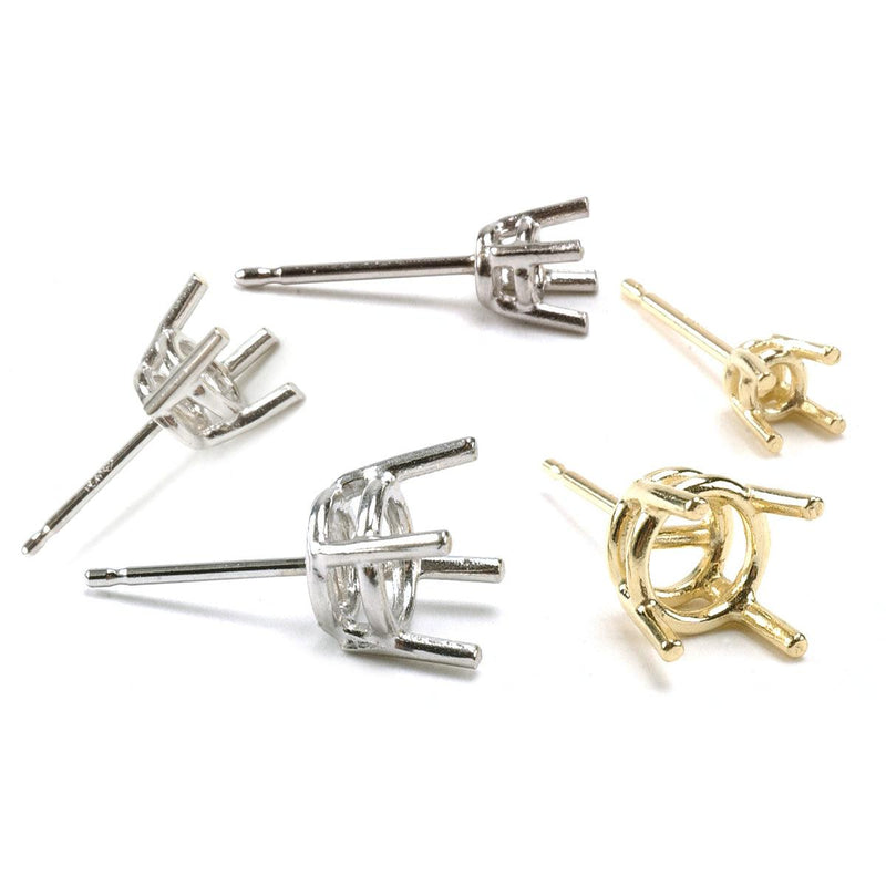 14KY, 14KW, 18KY, 18KW & Platinum Round 4 Prong Double Gallery Cast With Friction Post - Otto Frei