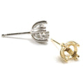 Montura para arete redonda de oro con 8 garras (4 garras con apariencia de 8), con galería, fundida - Amarillo de 14K / 3.0mm (.10ct)