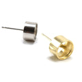 ゴールド＆プラチナ ラウンド ストレートウォール ベゼル シート付き 鋳造ピアス台 - 14K イエローゴールド / 4.5mm (.33ct)