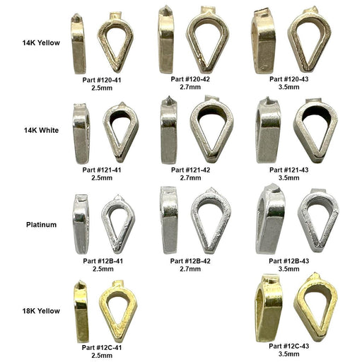 14KY, 14KW, 18KY & Platinum Closed Straight Solid Bail with Opening Cast - Otto Frei