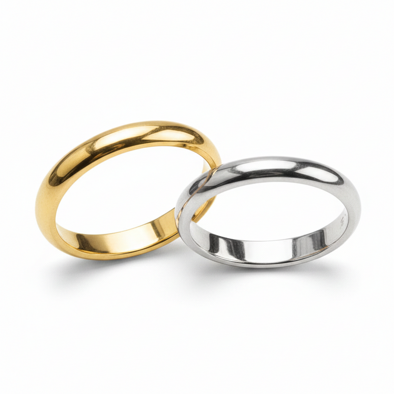 Gold 3.0mm Half Round Wedding Bands
