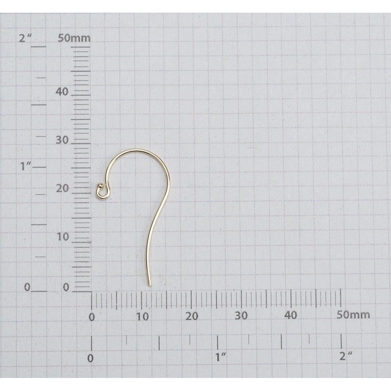14KY, 14KW & 18KW Shepherd Hook Earring Wire .030" With Open Ring - Otto Frei