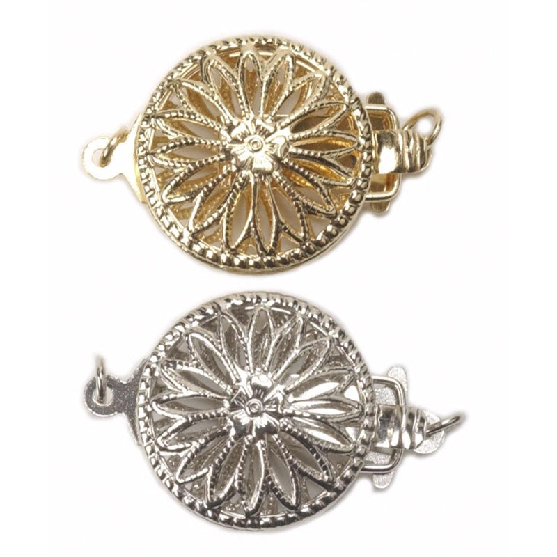 14KY, 14KW & 18KY 1-Strand Round Filigree Pearl Clasp - Otto Frei