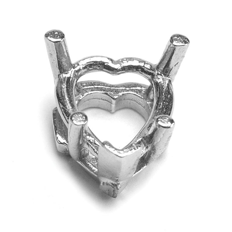 14KY, 14KW & Platinum Heart Center Head with Side Pads 3-Prong Cast - Otto Frei