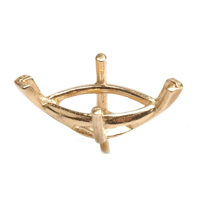 14KY, 14KW & Platinum Marquise V-End with Peg & Flat Base 4-Prong Cast - Otto Frei