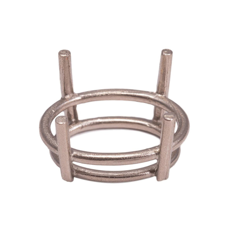 14KY, 14KW & Platinum Oval Double Gallery 4-Prong Cast - Otto Frei