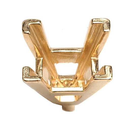 14KY, 14KW & Platinum Rectangular Double Gallery V-End with Peg 4-Prong Cast - Otto Frei