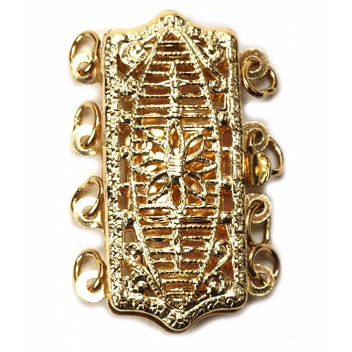 14KY 20 mm Rectangular Filigree 4-Strand Pearl Clasp - Otto Frei
