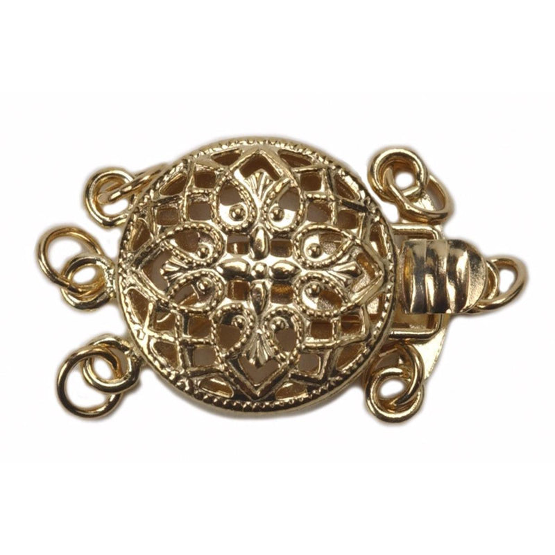 14KY 3-Strand Round Filigree Pearl Clasp - Otto Frei