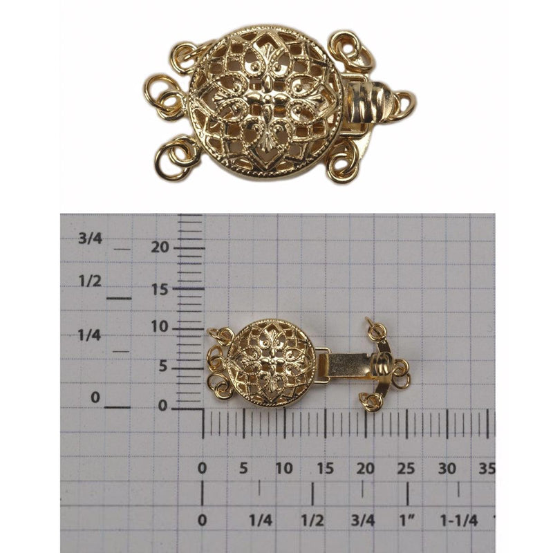 14KY 3-Strand Round Filigree Pearl Clasp - Otto Frei