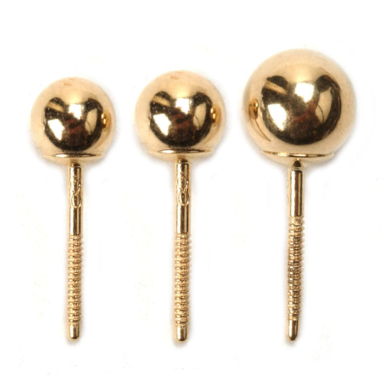 14KY Threaded Earring Post Ball Earrings-4mm & 5mm-.034" - Otto Frei