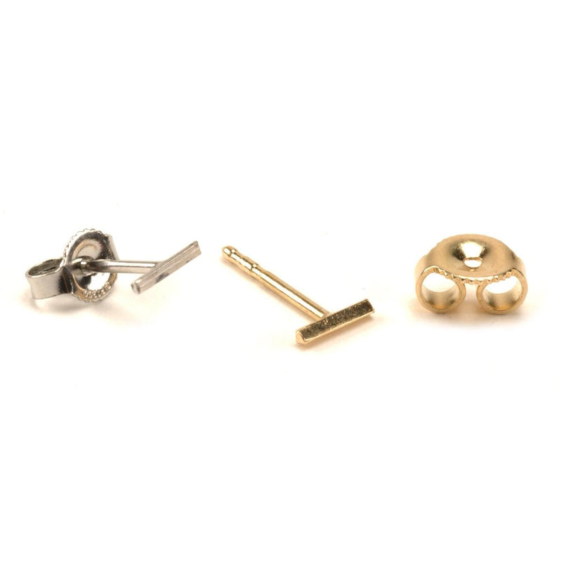 14KY & 14KW .030" T-Bar Friction Earring Posts & Standard 5.8mm Backs Set - Otto Frei