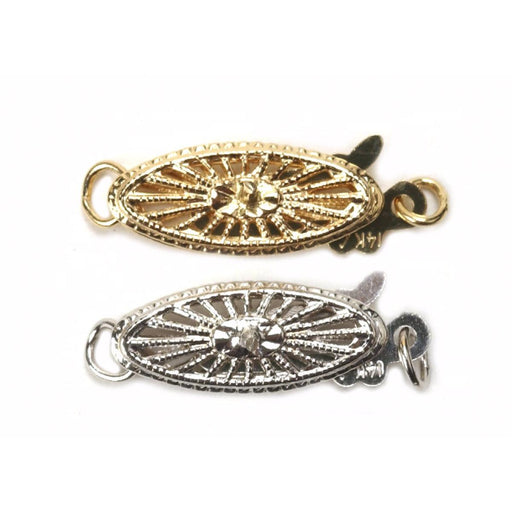 14KY & 14KW 15 mm x 6 mm Filigree Pearl Clasp with Peg - Otto Frei