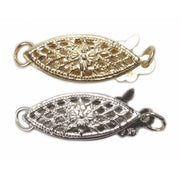 14KY & 14KW 16 mm x 6 mm Filigree Pearl Clasp - Otto Frei
