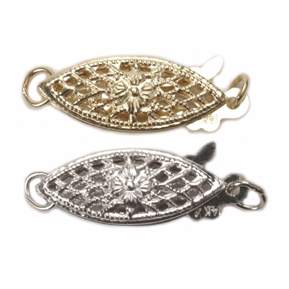 Gold Filigree Pearl Clasp 16x6mm | 14K Yellow & White: Otto Frei