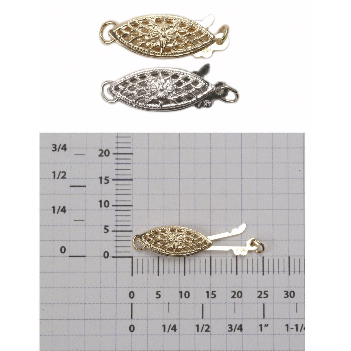 Gold Filigree Pearl Clasp 16x6mm | 14K Yellow & White: Otto Frei
