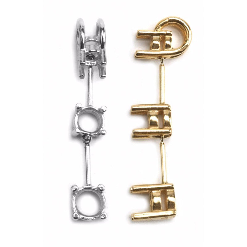 14KY & 14KW 3 Stone Round Flexible Pendant Cast - Otto Frei