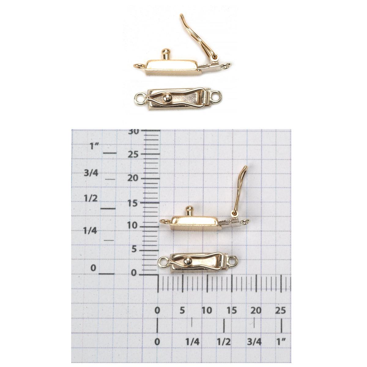 14KY & 14KW Box Clasp with safety 3.2 mm x 3.7 mm x 9.8 mm