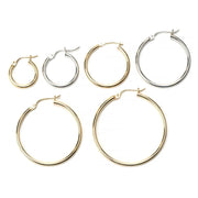 14KY & 14KW Hoop Earrings 2mm x 16mm to 40mm - Otto Frei