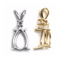 ゴールド ペアシェイプ 4本爪 ダブルギャラリーペンダント アクセント付きキャスト - 14K イエローゴールド / 6.0x4.0mm