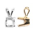 Montura dorada troquelada para colgante redondo de 4 garras con asa en V - Amarillo de 14K / .03ct (2.0mm)