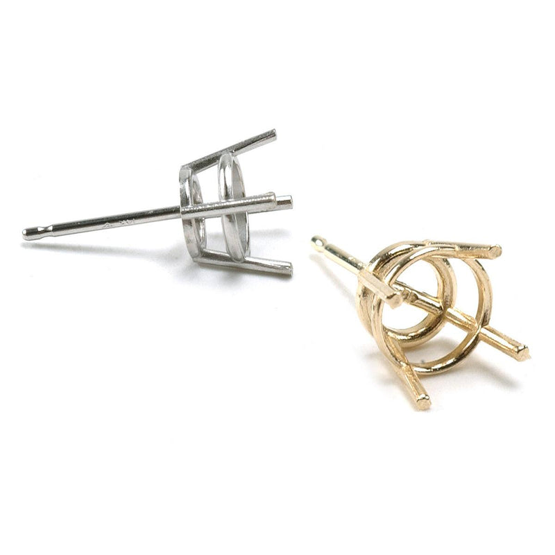 14KY & 14KW Round 4 Prong Double Gallery Lightweight Earrings with Friction Post - Otto Frei