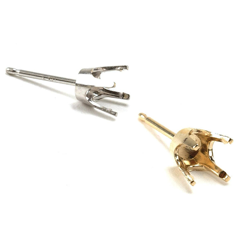 14KY & 14KW Round 4 Prong Pre-Cut Seat Earrings with Friction Posts - Otto Frei