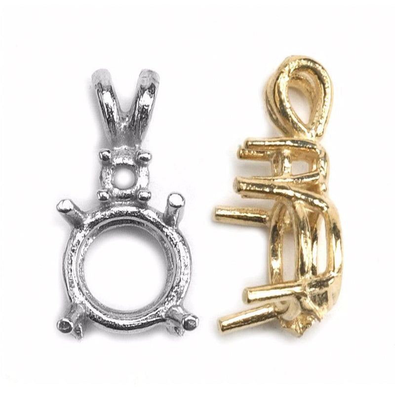 14KY & 14KW Round Double Gallery 4-Prong with Accent & V-Bail Cast - Otto Frei