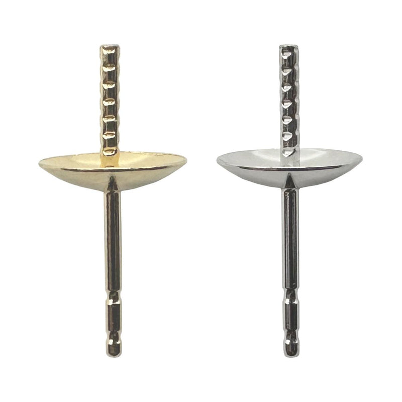 14KY & 14KW Standard Weight Pearl & Stone Posts - 7mm Cup with Peg - Otto Frei