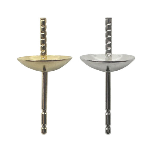 14KY & 14KW Standard Weight Pearl & Stone Posts - 8mm Cup with Peg - Otto Frei