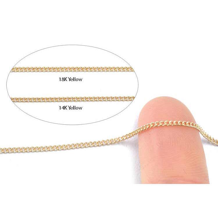 14KY & 18KY Curb Chain 1.5mm Sold by the Inch - Otto Frei