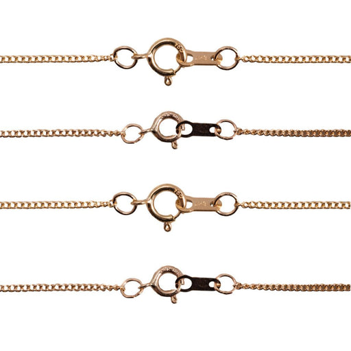 14KY & 18KY Finished 1.1mm Curb Chain With Spring Ring Clasps & Quality Tags-16"-18"-20" - Otto Frei