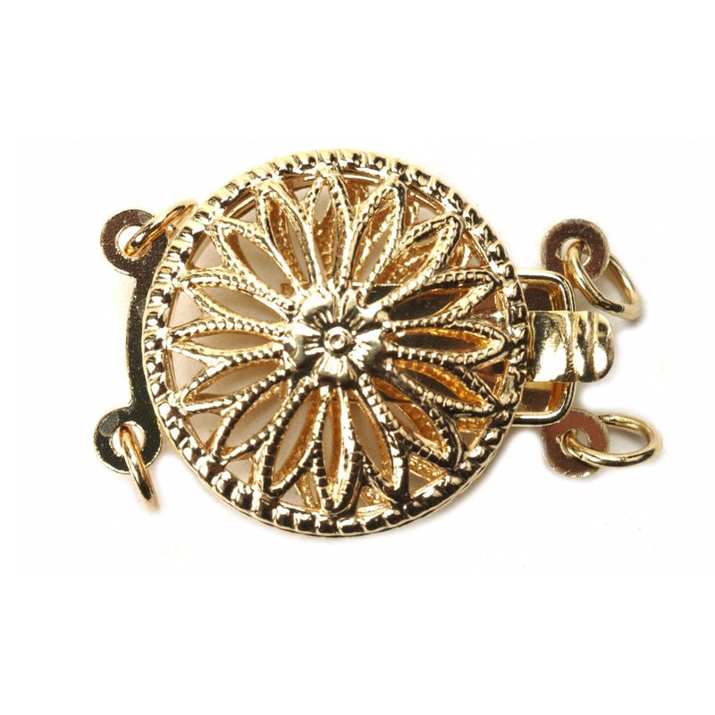 14KY & 18KY Round Filigree 2-Strand Pearl Clasp - Otto Frei