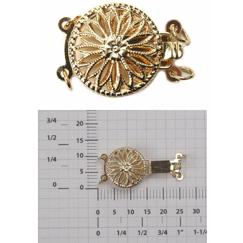 14KY & 18KY Round Filigree 2-Strand Pearl Clasp - Otto Frei