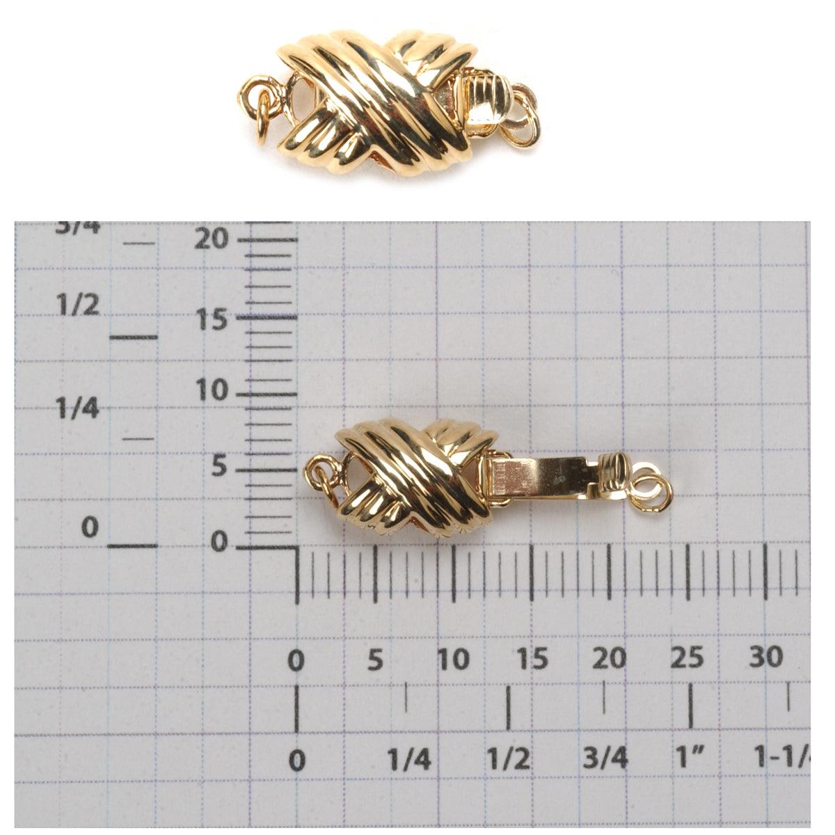 Gold Criss-Cross Pearl Clasp 15mm x 8mm | 14K Yellow Gold — Otto Frei