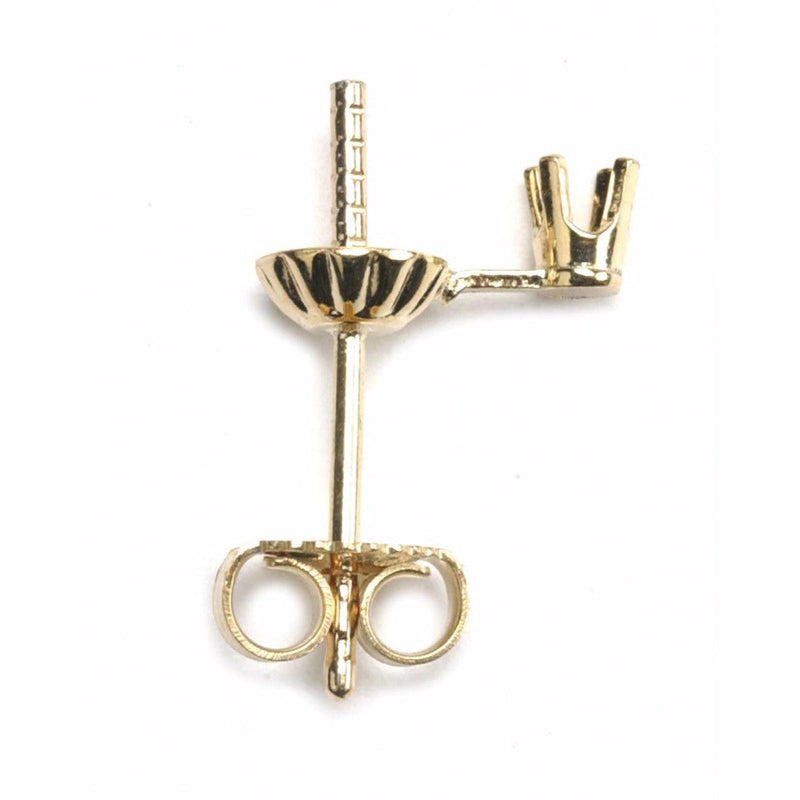 14KY Pearl & Stone Post with Accent Setting - 5.0mm Fluted Cup with Peg - Otto Frei