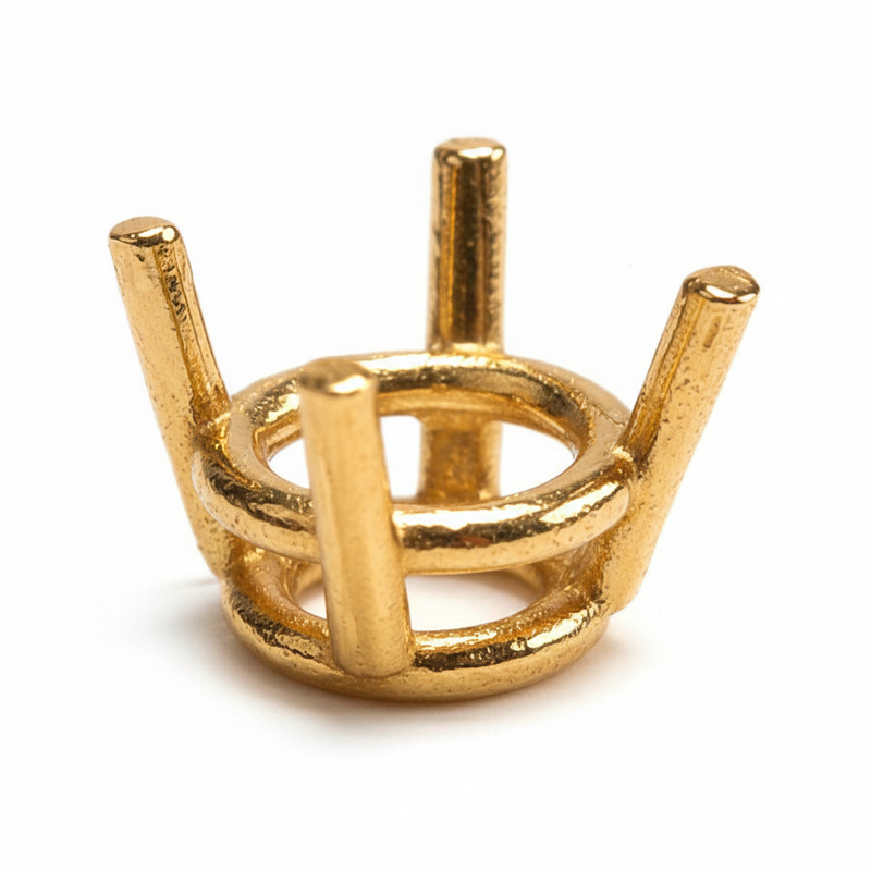 Gold Round Double Gallery 4-Prong Cast Settings